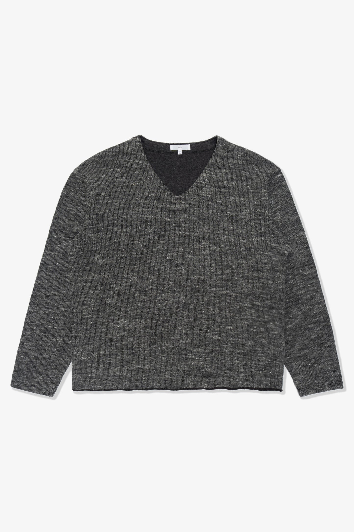 LINEN WOOL V-NECK - CHARCOAL MELANGE