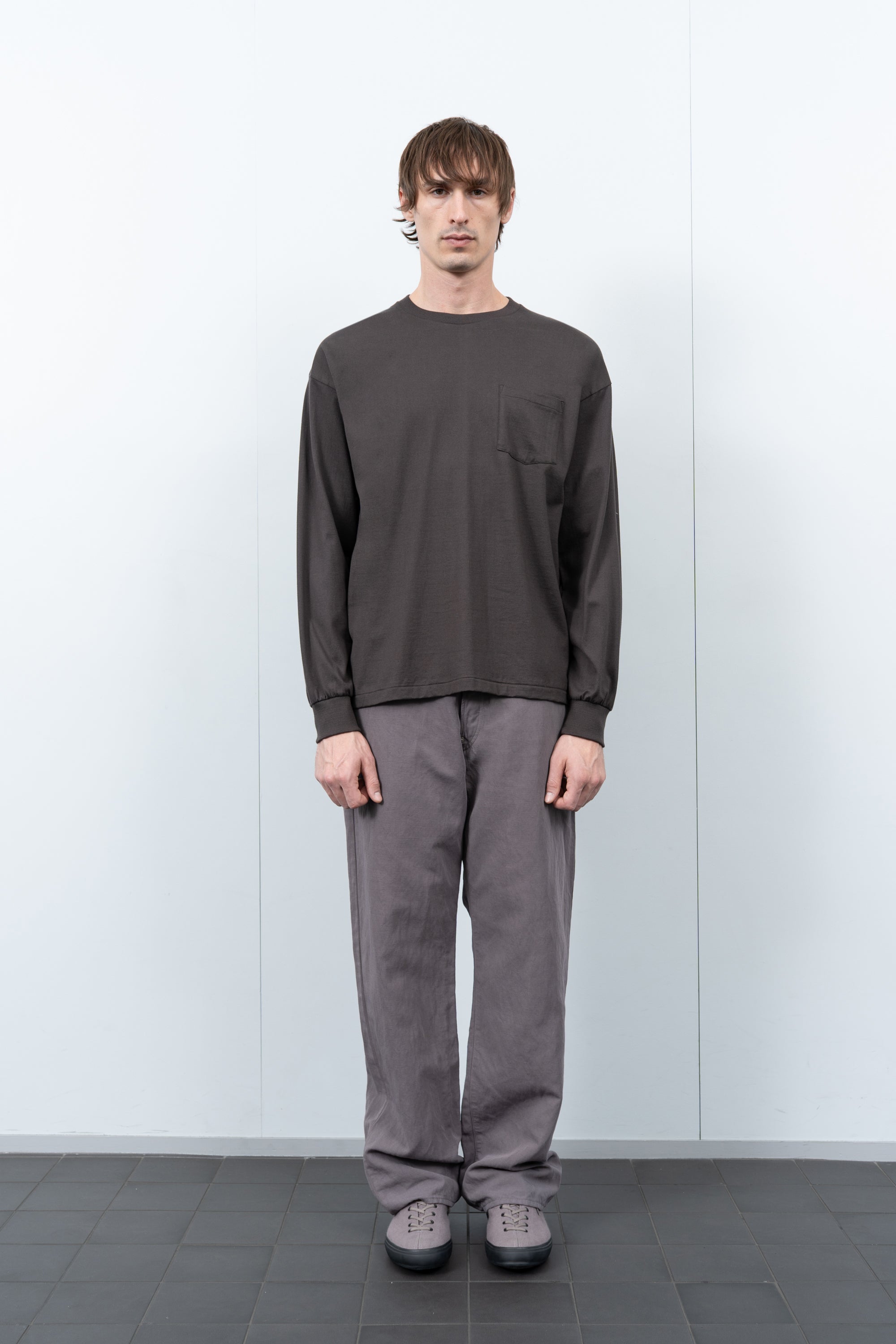 LW - C x KAPTAIN SUNSHINE L/S STRIPE T-SHIRT - GRAY