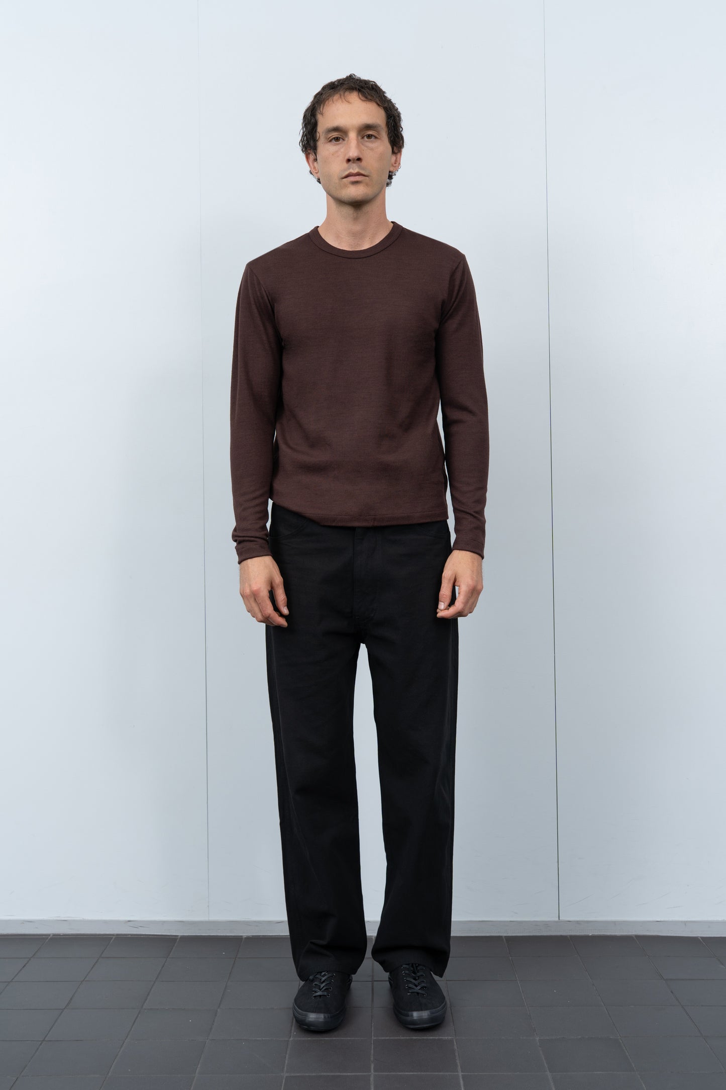 L/S WOOL CARLEN T-SHIRT - BROWN