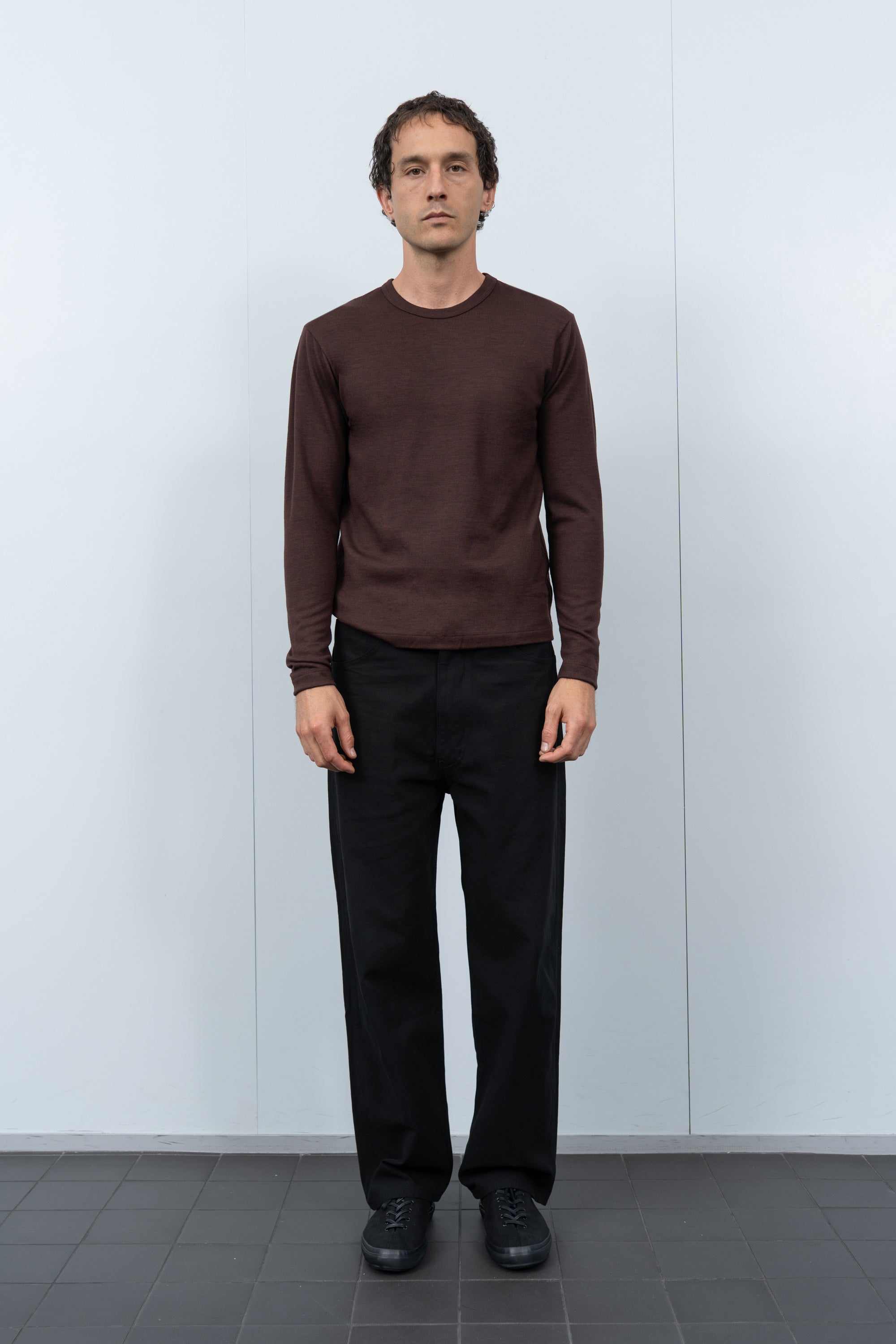 L/S WOOL CARLEN T-SHIRT - BROWN