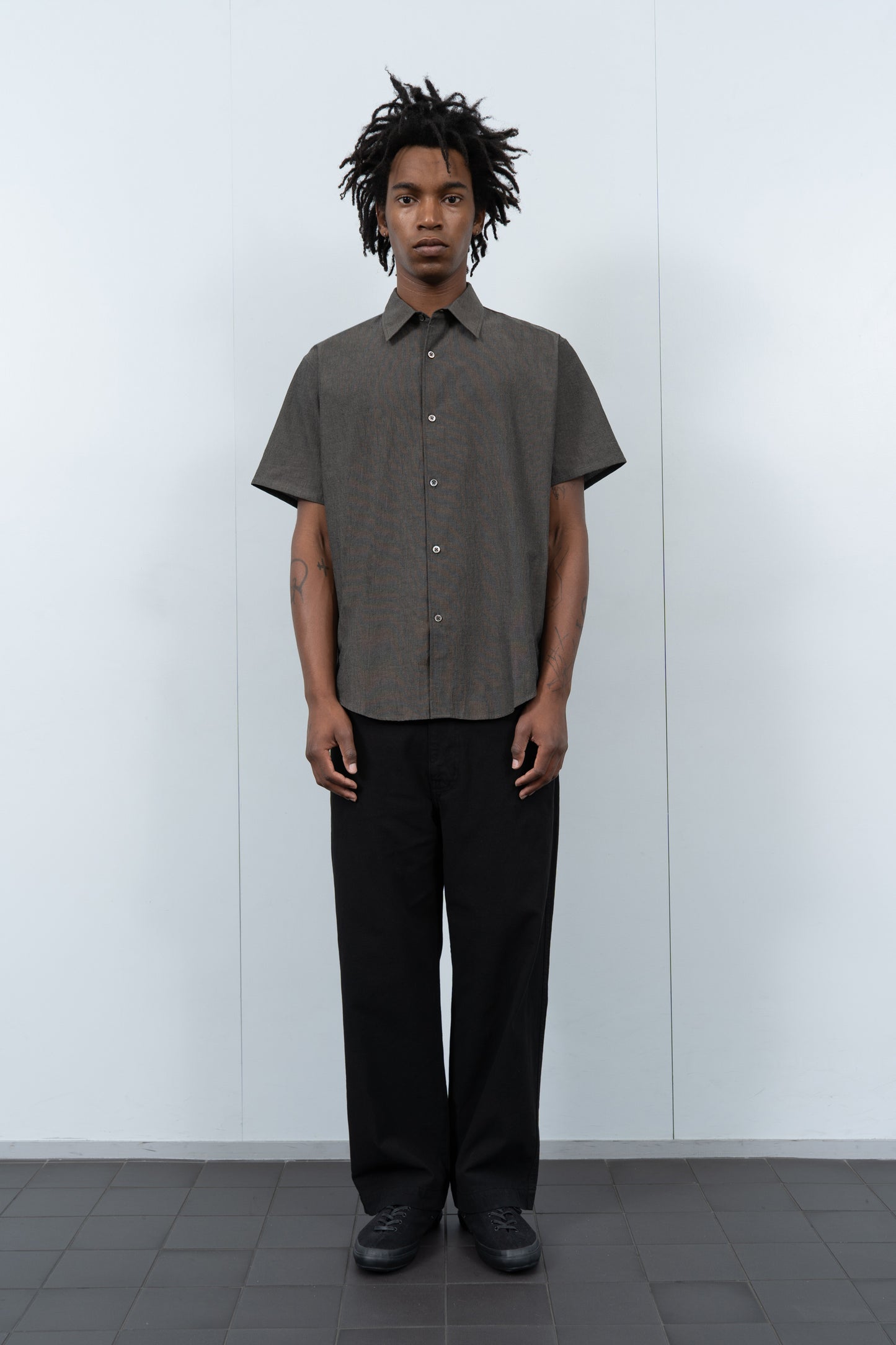 LYNN POPLIN S/S SHIRT - BROWN PEARL