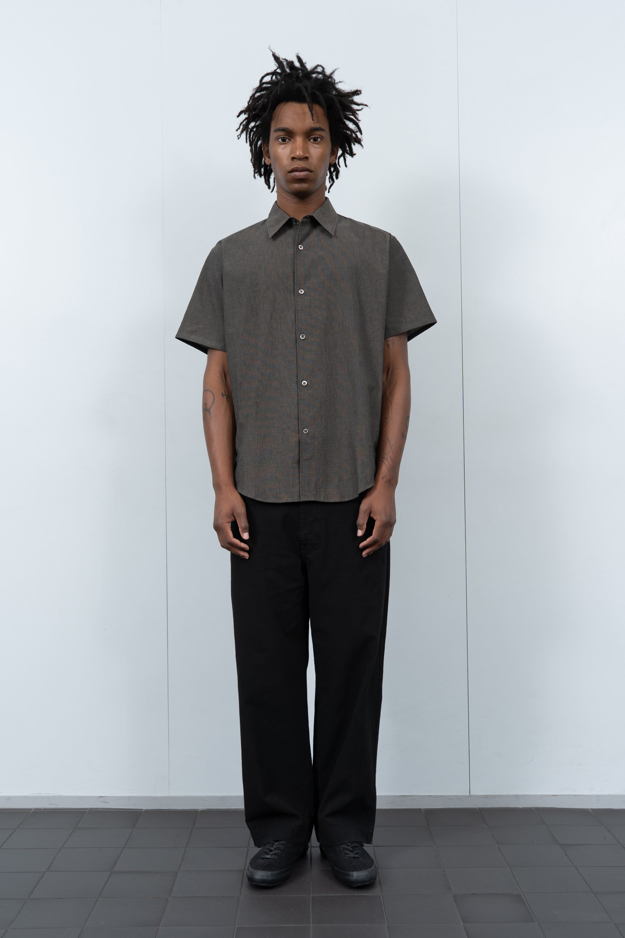 LYNN POPLIN S/S SHIRT - BROWN PEARL