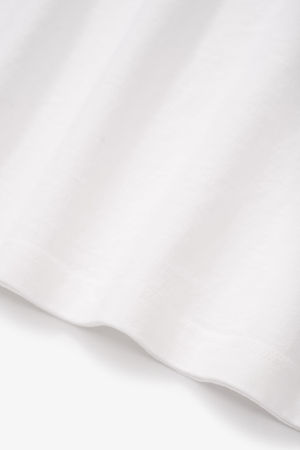 Close-up of fabric ripple of LW101 Our T-shirt in white