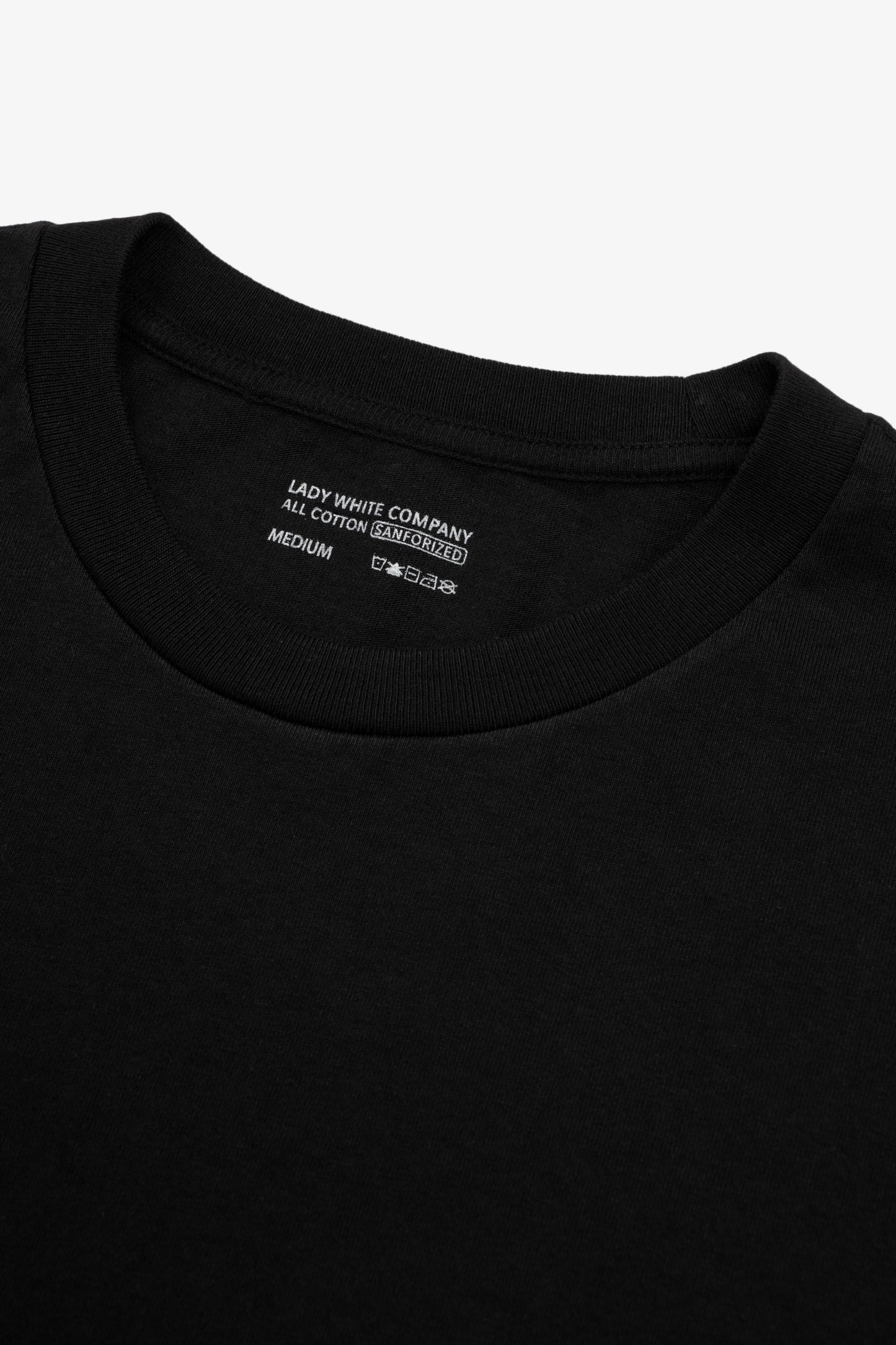Collar detail of LW102 Municipal T-shirt in Black