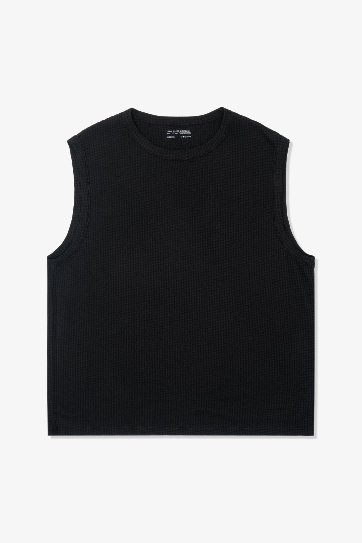 SHEER GAUZE SLEEVELESS T-SHIRT - BLACK