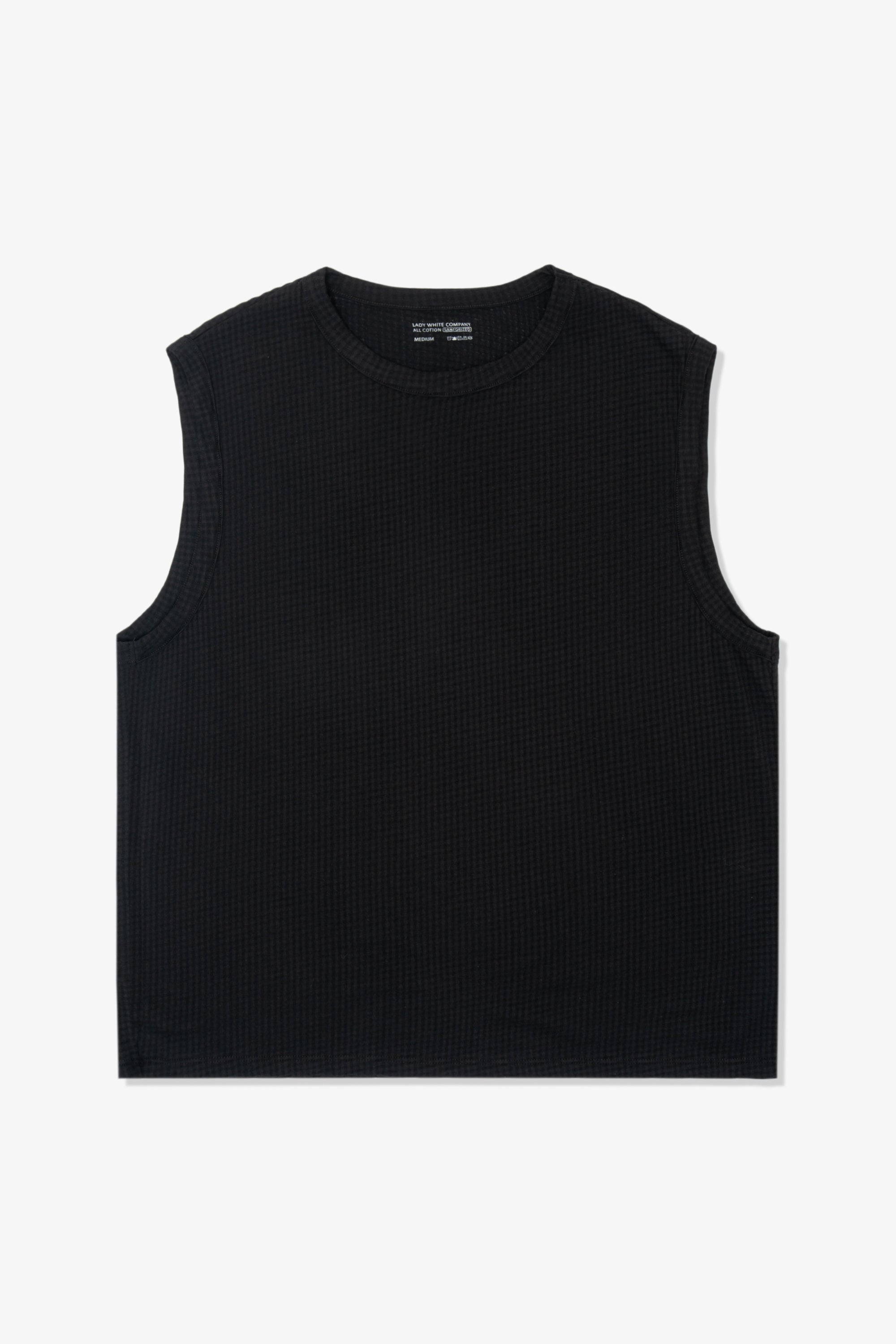 SHEER GAUZE SLEEVELESS T-SHIRT - BLACK