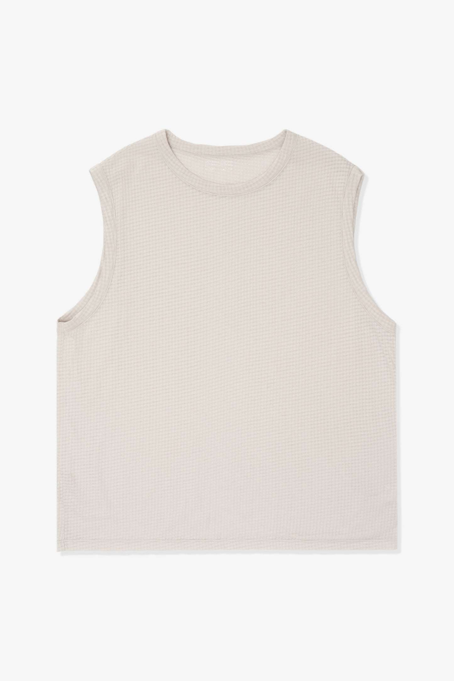 SHEER GAUZE SLEEVELESS T-SHIRT - SOLAR GREY