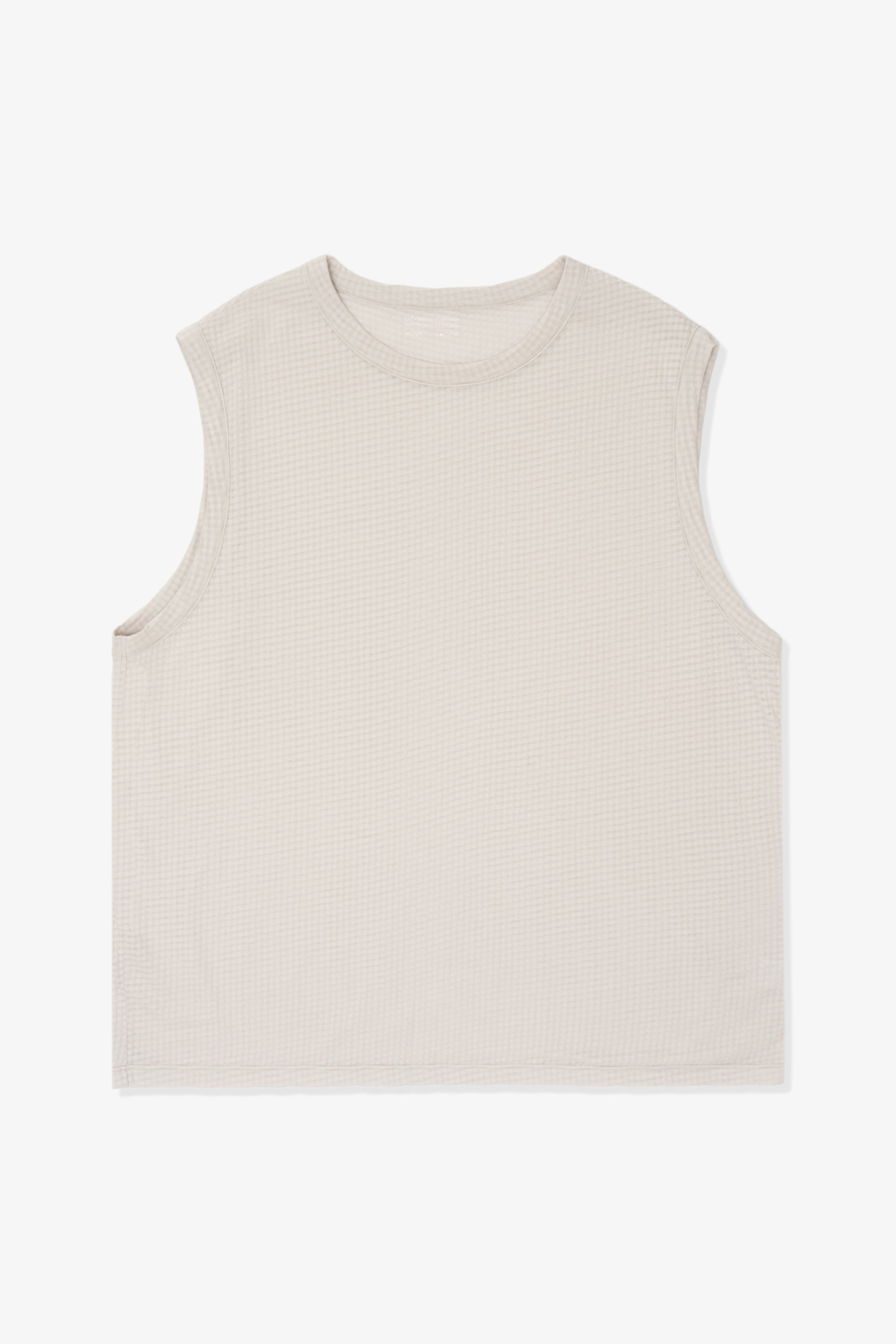 SHEER GAUZE SLEEVELESS T-SHIRT - SOLAR GREY