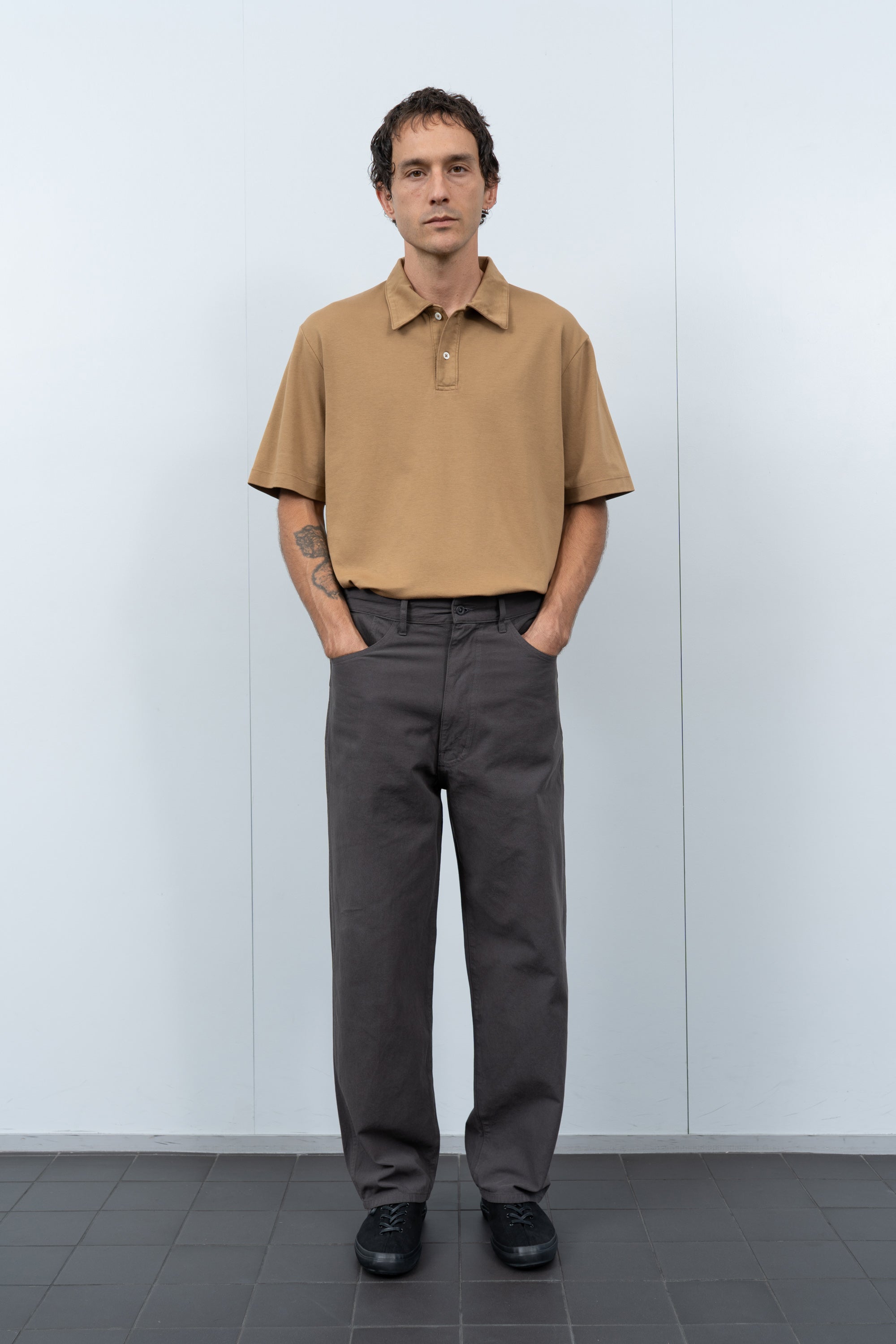INTERLOCK TWO BUTTON POLO - CASHEW