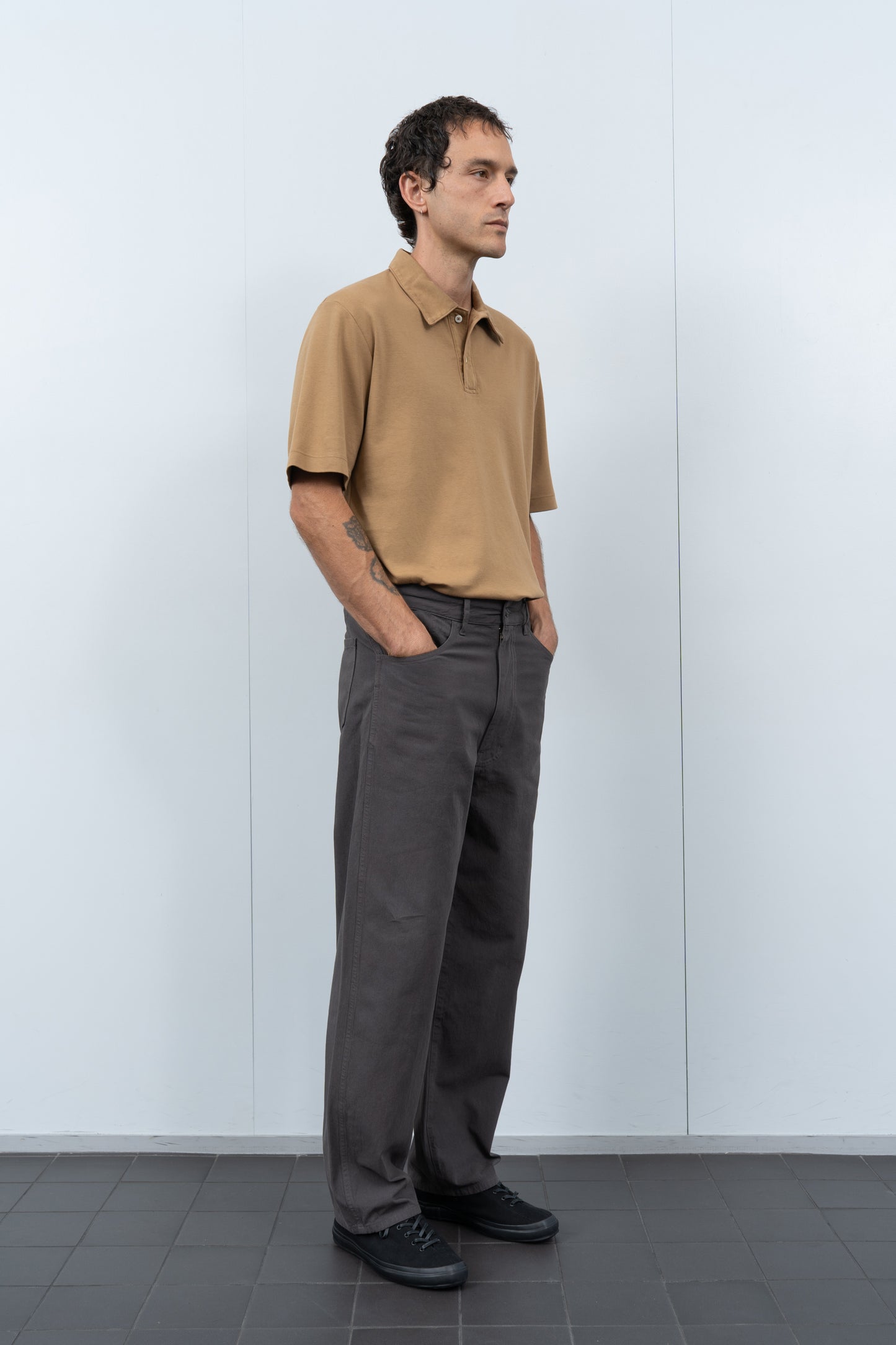 INTERLOCK TWO BUTTON POLO - CASHEW