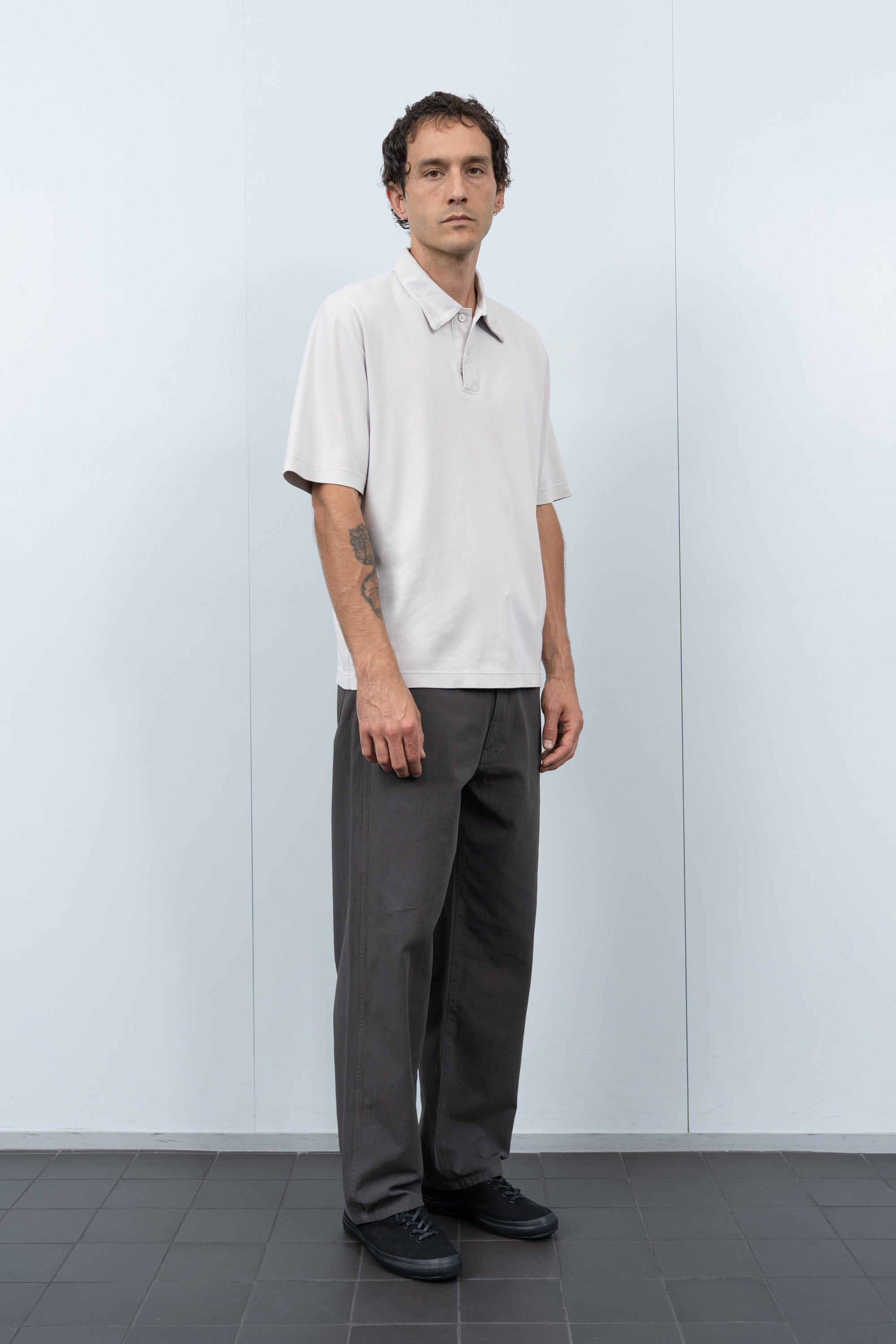 INTERLOCK TWO BUTTON POLO - SOLAR GREY