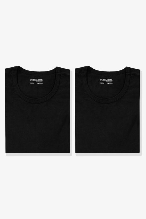 Two LW101 Our T-shirts in black side by side