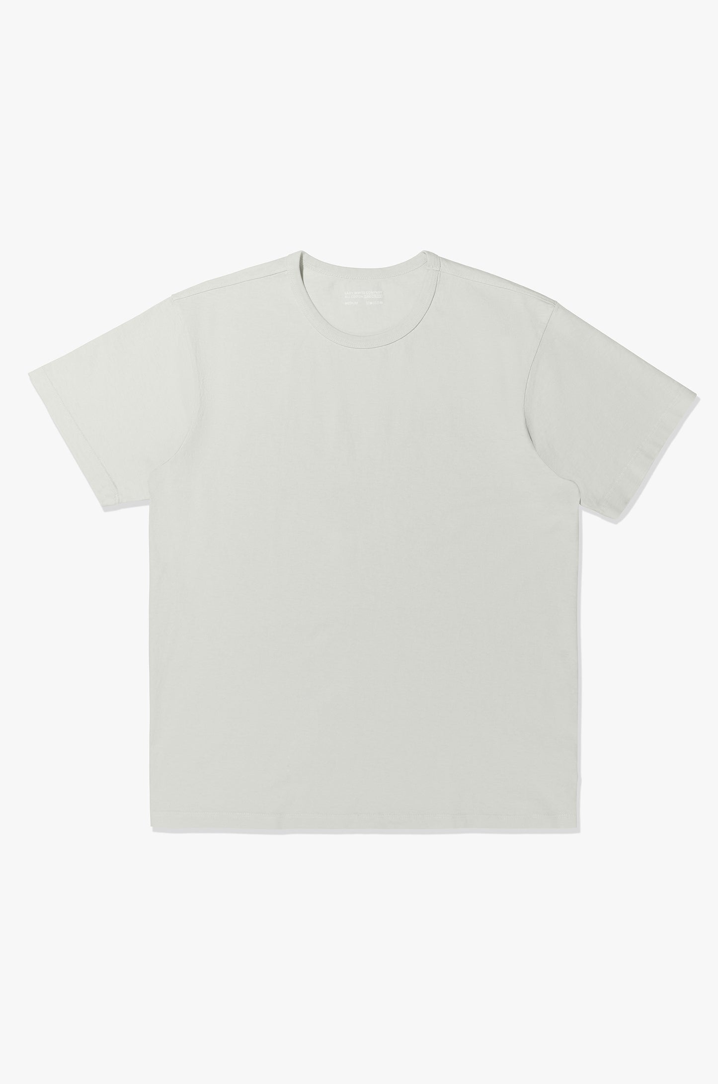 Full length lay-flat of LW101 Our T-shirt in off white